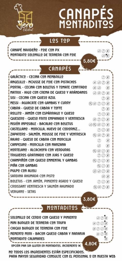 CARTA JERO LA SALA CANAPÉS Y MONTADITOS